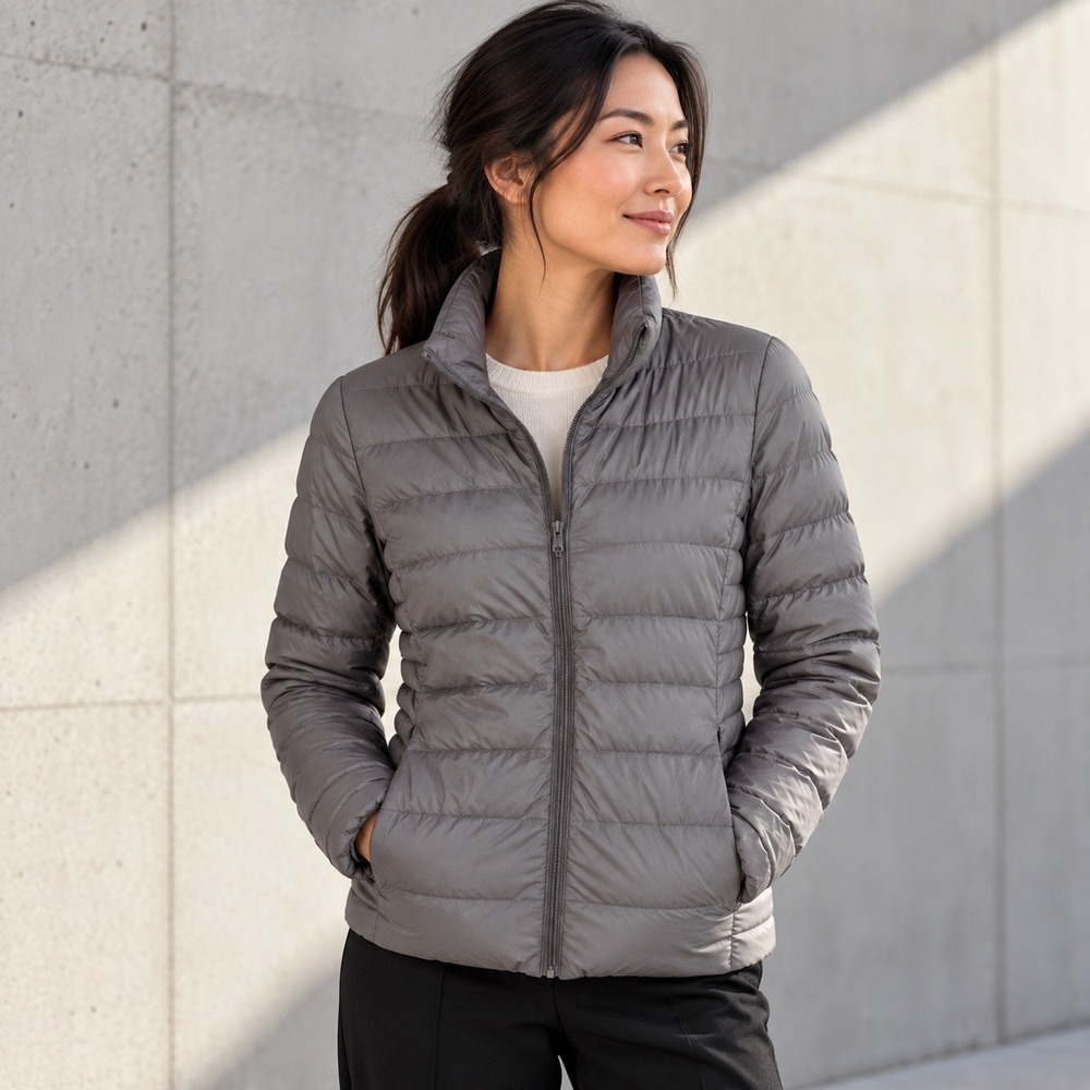 Uniqlo Womens Ultra Light Down Jacket S Gray Packable Lightweight Puffer Quilted